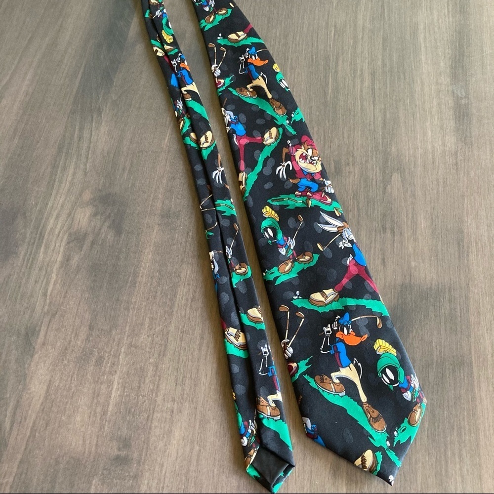Vintage Looney Tunes Mania Golf Tie Black